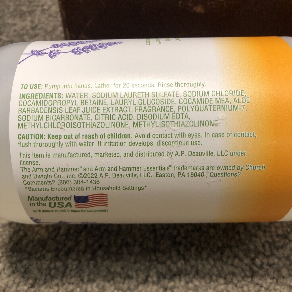 X2 Arm & Hammer Essentials Liquid Hand Soap LAVENDER VANILLA W/ Baking Soda 14oz